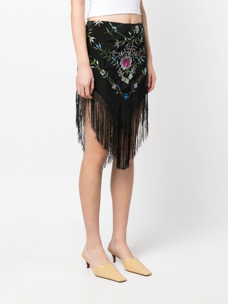 Black Piano Shawl Floral-embroidered Skirt