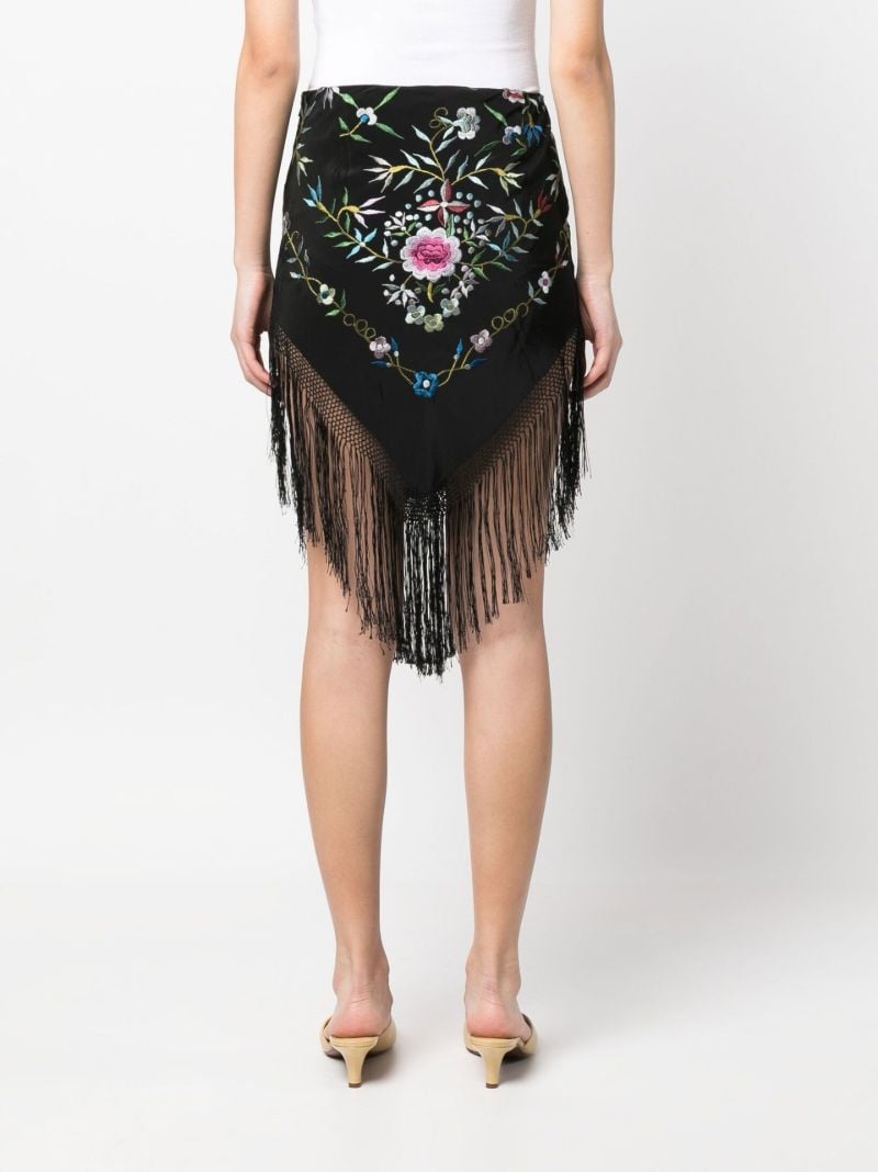 Black Piano Shawl Floral-embroidered Skirt