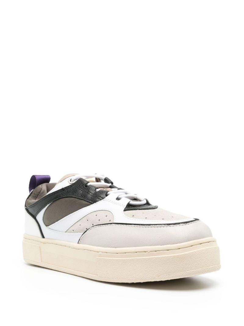 White Panelled Lace-up Sneakers
