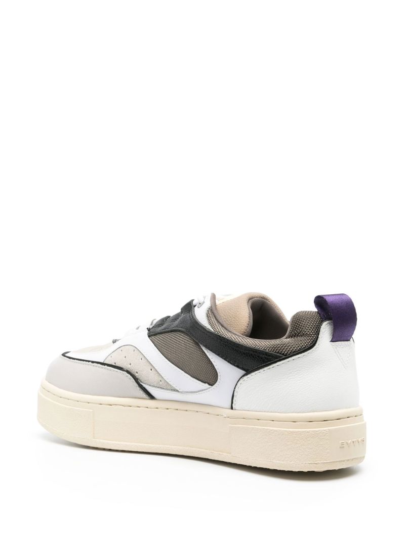 White Panelled Lace-up Sneakers