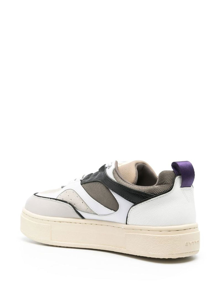 White Panelled Lace-up Sneakers