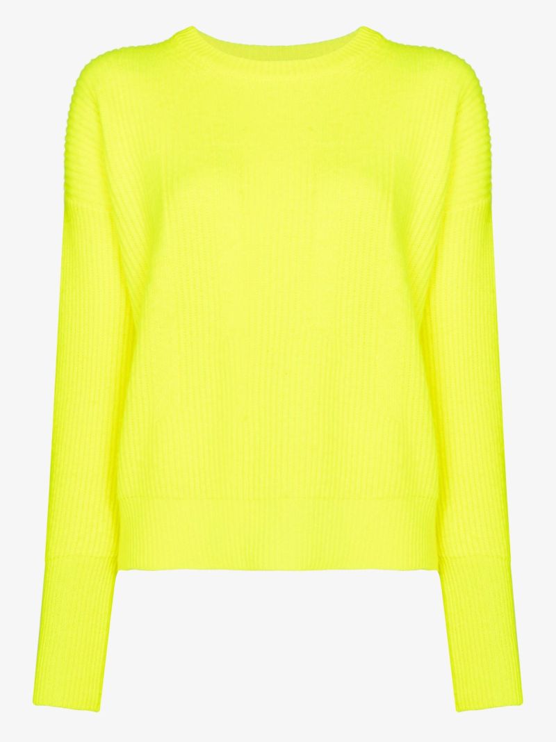 Yellow Crew Neck Wool Ski Sweater