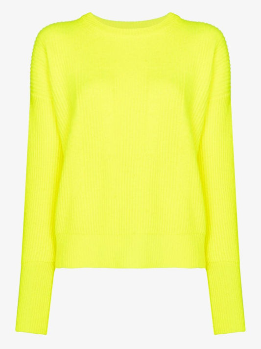 Yellow Crew Neck Wool Ski Sweater