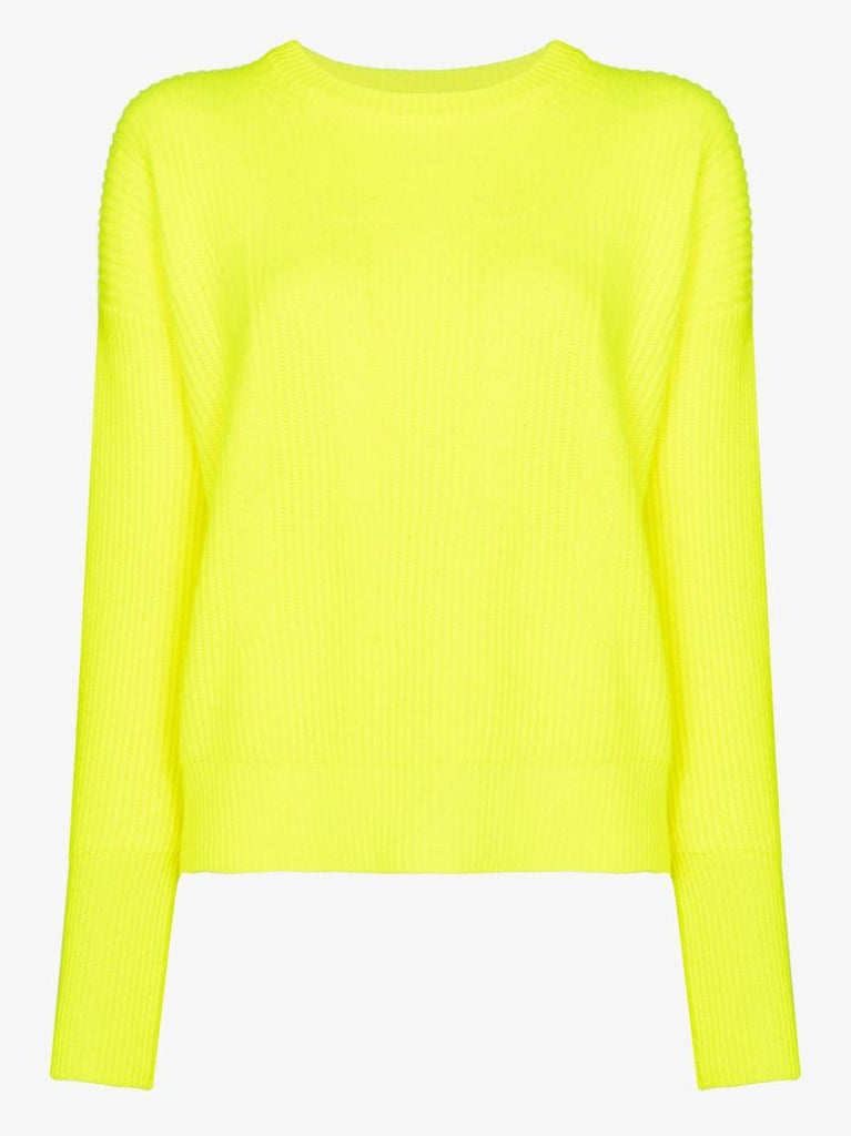 Yellow Crew Neck Wool Ski Sweater