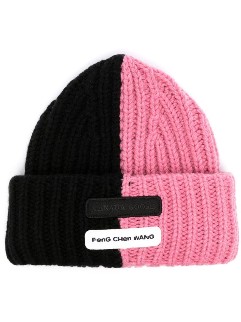 X Feng Chen Wang Pink Logo Patch Beanie