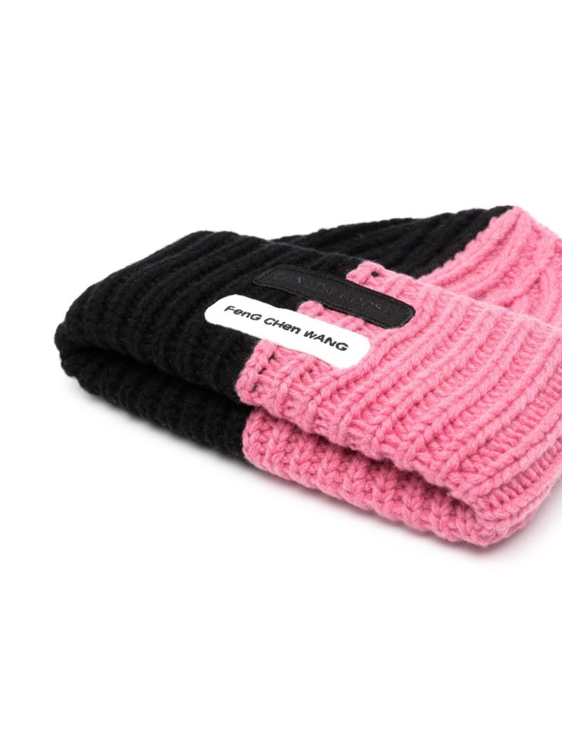 X Feng Chen Wang Pink Logo Patch Beanie