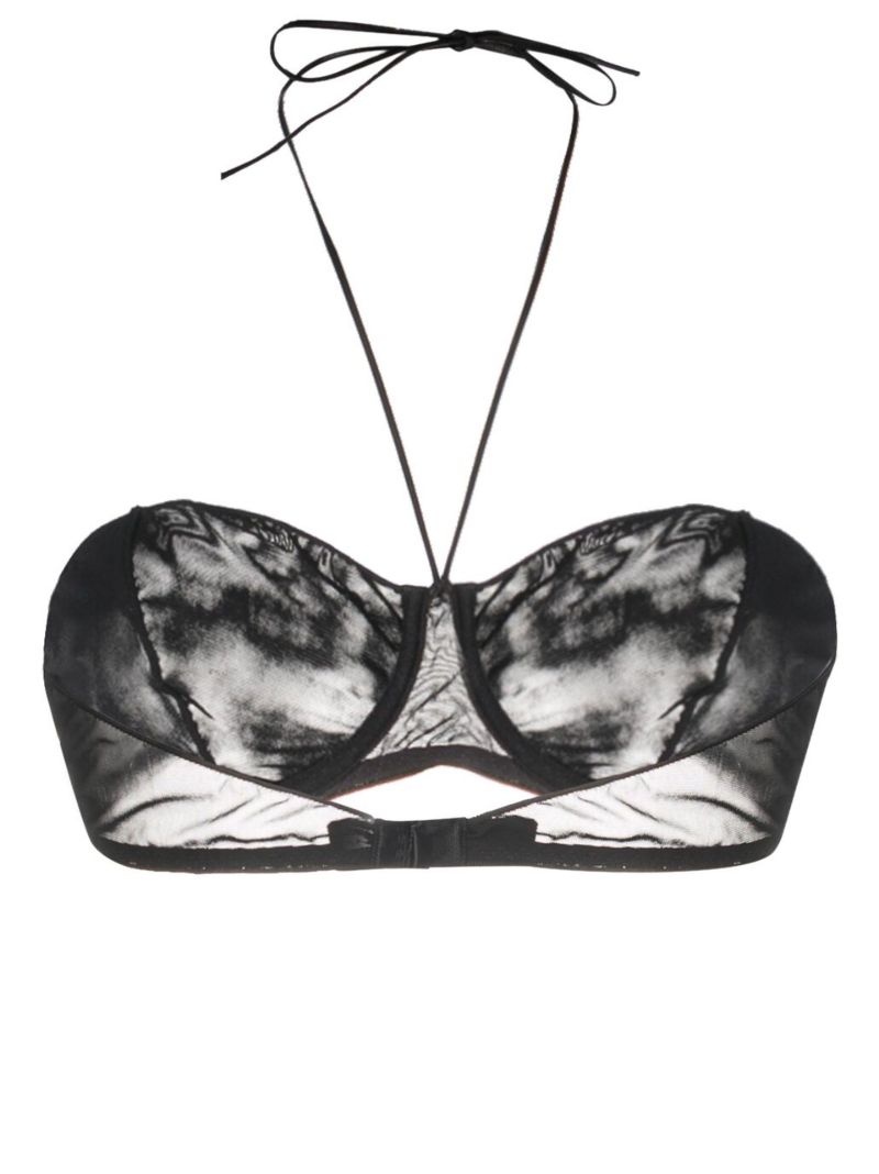 Black Mesh Halterneck Bra