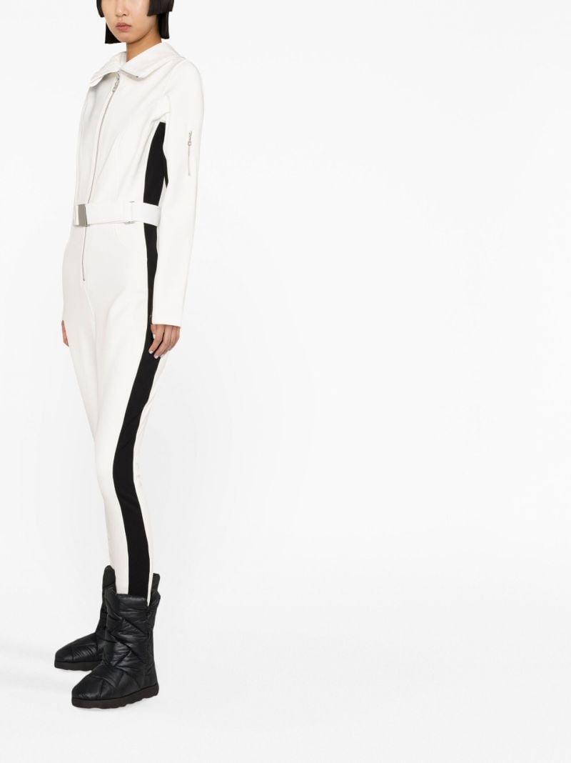 White Side Stripe Ski Suit