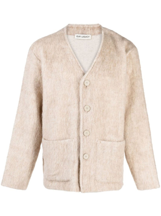 White V-neck Cardigan