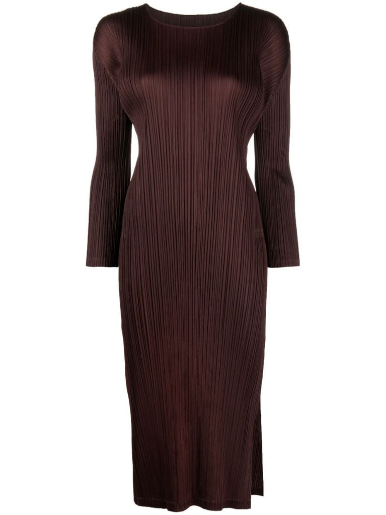 Brown Forward 2 PlissÃ_x0083_Â© Midi Dress