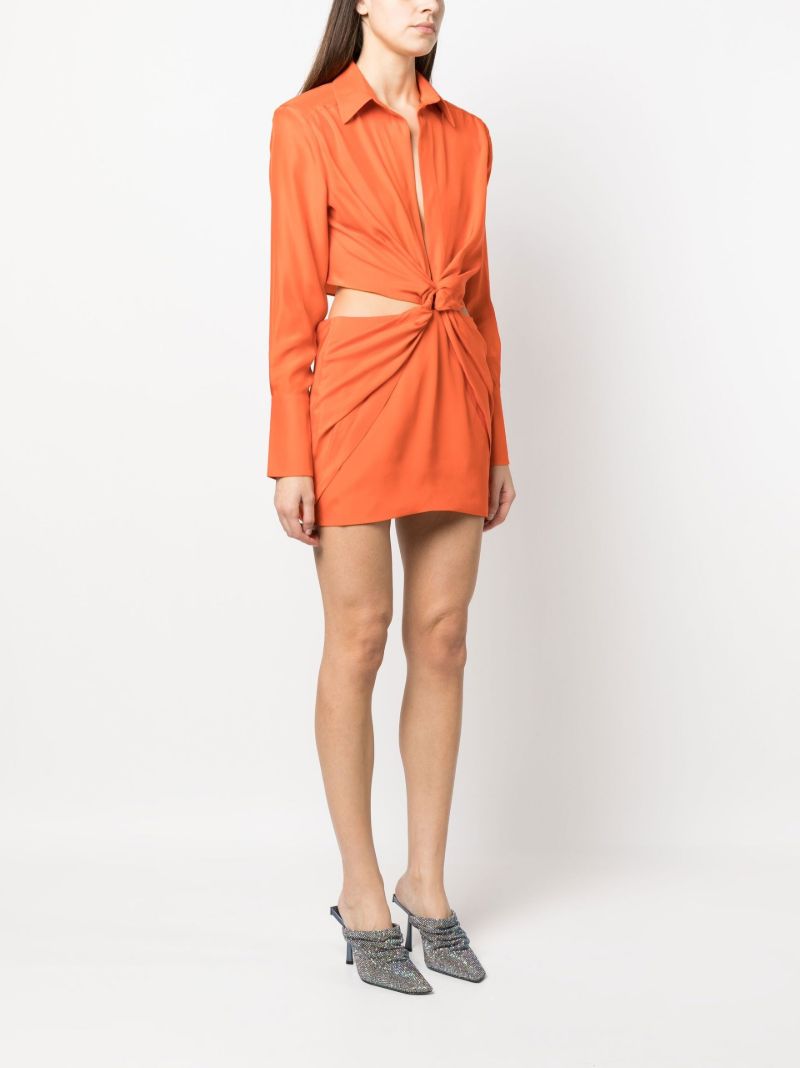 Orange Tokai Twist Cut-out Silk Shirt Dress
