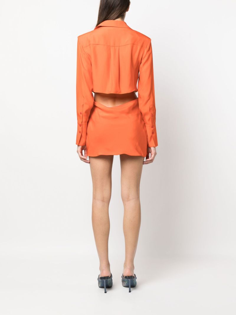 Orange Tokai Twist Cut-out Silk Shirt Dress