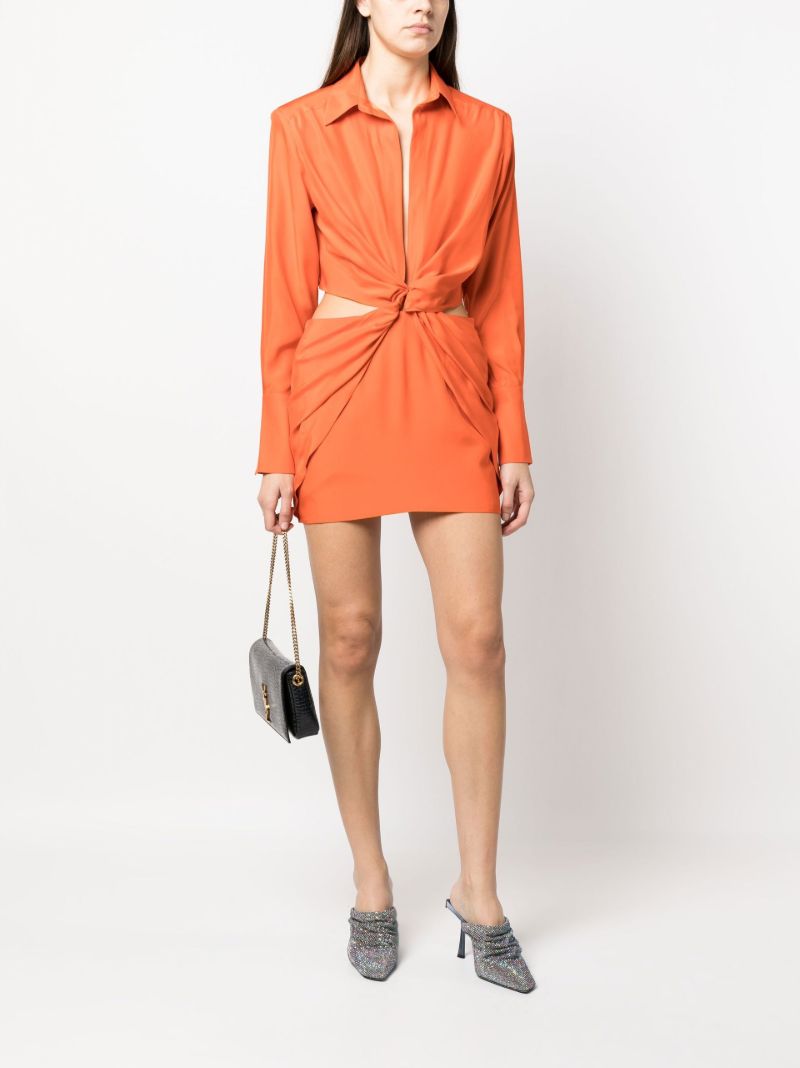 Orange Tokai Twist Cut-out Silk Shirt Dress