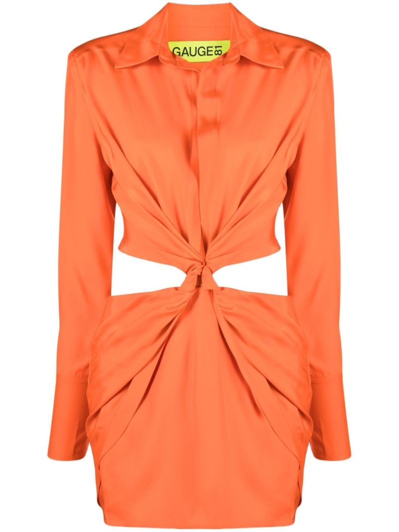 Orange Tokai Twist Cut-out Silk Shirt Dress