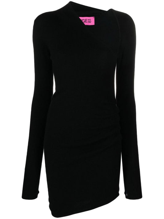 Black Wells Cut-out Cashmere Dress