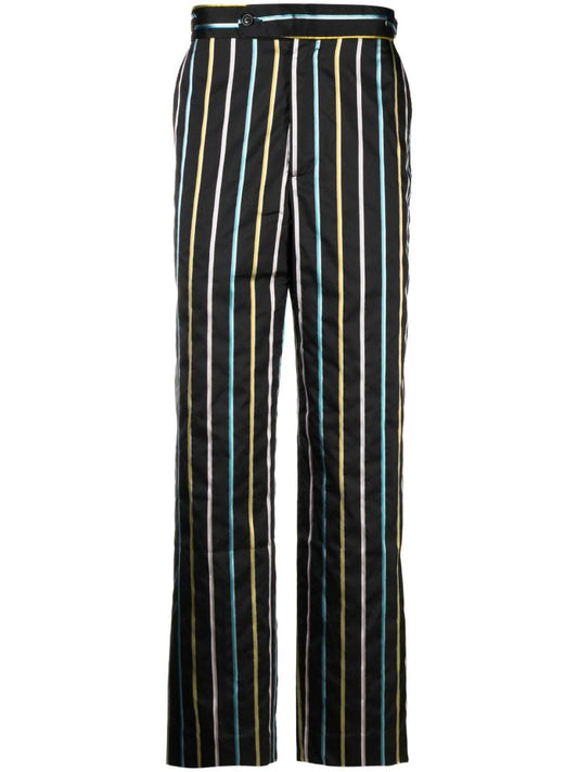 Black Hollywood Striped Ribbon Trousers