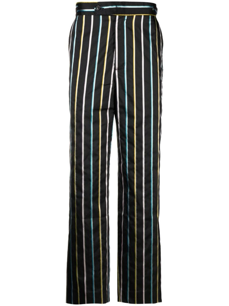 Black Hollywood Striped Ribbon Trousers