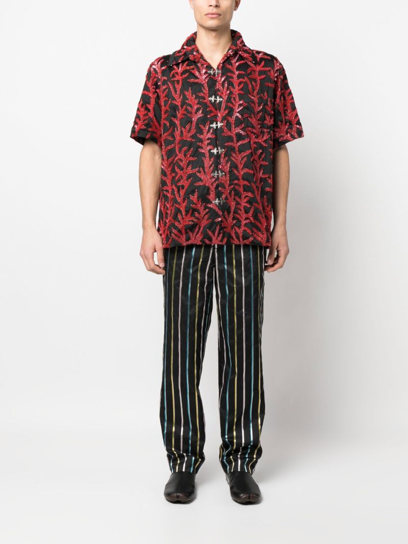 Black Hollywood Striped Ribbon Trousers