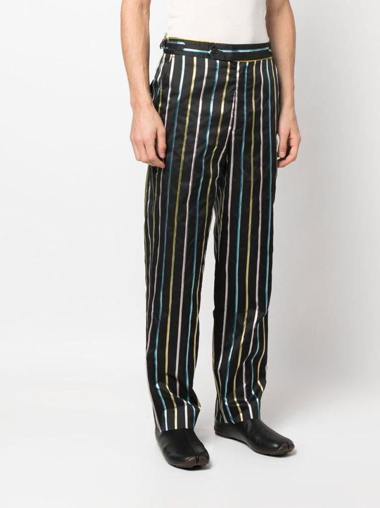 Black Hollywood Striped Ribbon Trousers