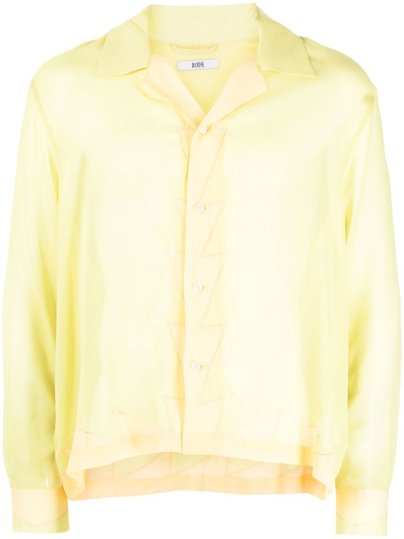 Yellow Deco Zigzag Silk Shirt