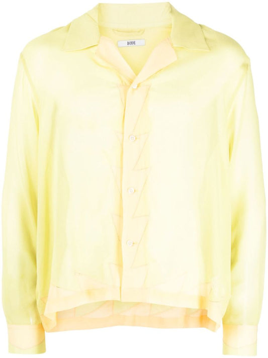 Yellow Deco Zigzag Silk Shirt