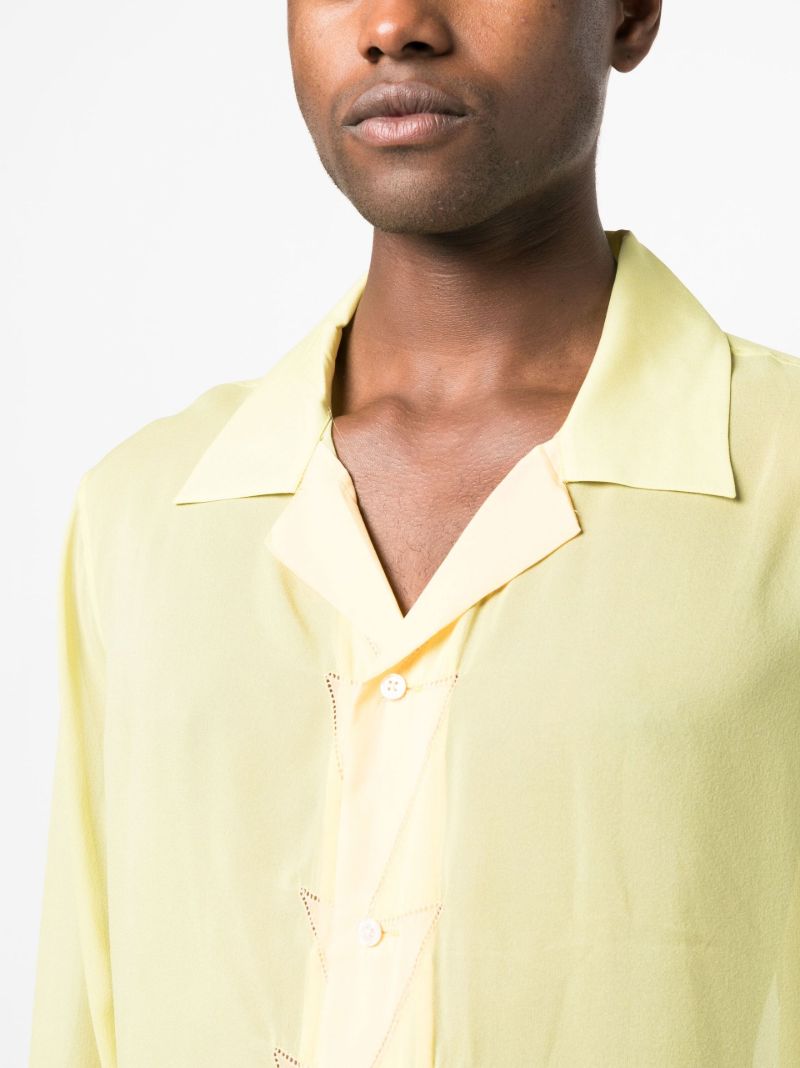 Yellow Deco Zigzag Silk Shirt