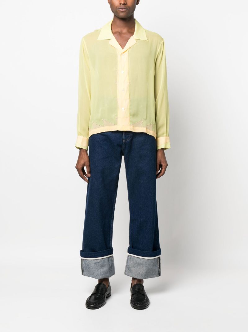 Yellow Deco Zigzag Silk Shirt