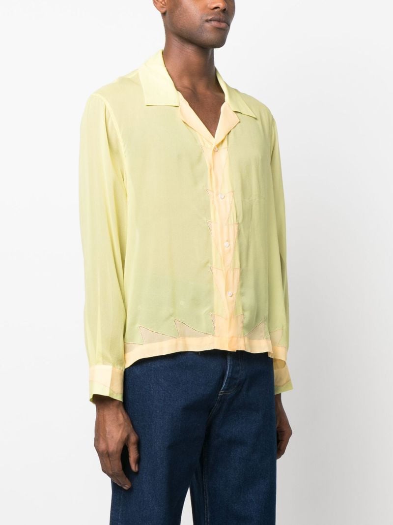 Yellow Deco Zigzag Silk Shirt
