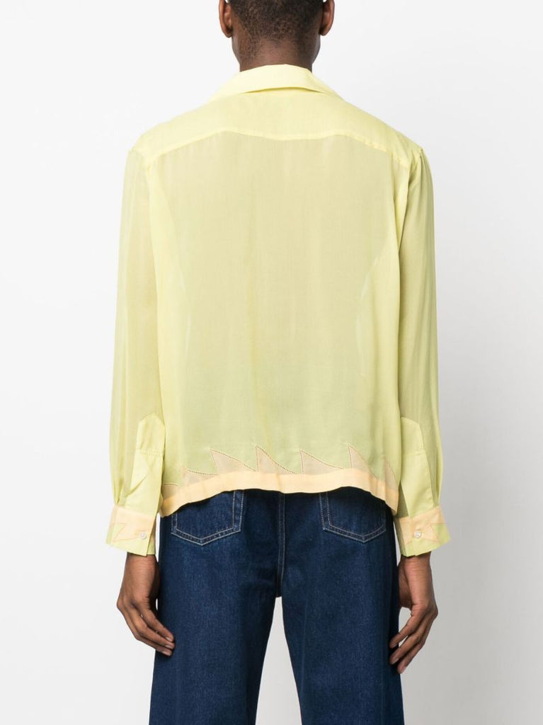 Yellow Deco Zigzag Silk Shirt