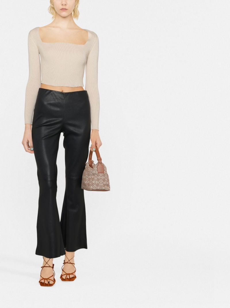 Black Evyline Leather Flared Trousers
