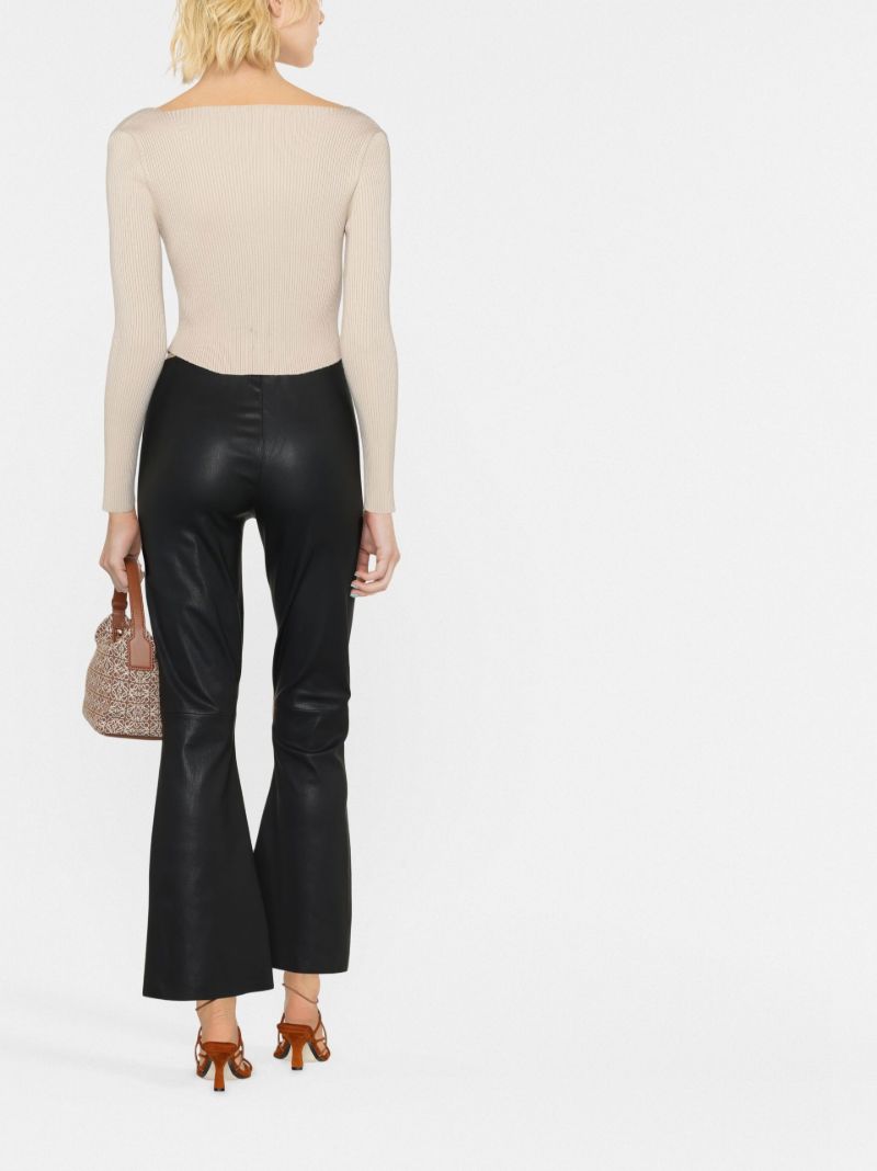 Black Evyline Leather Flared Trousers