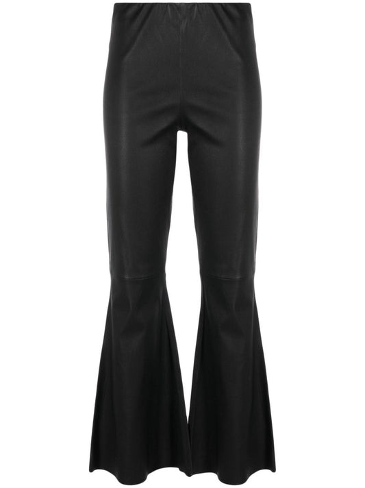 Black Evyline Leather Flared Trousers