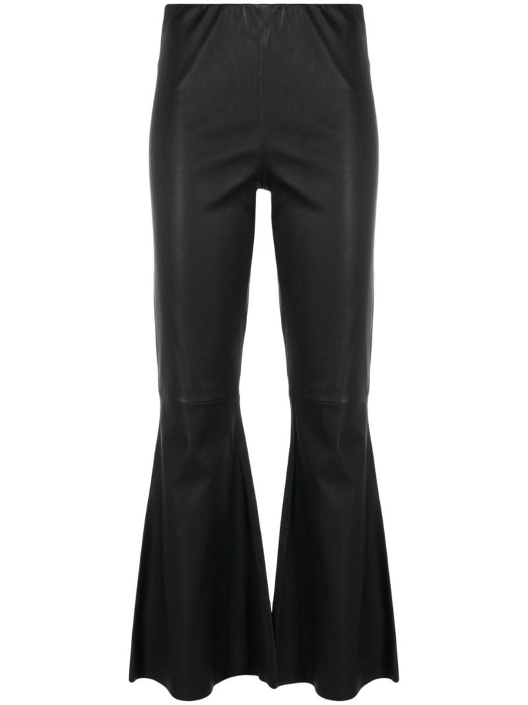 Black Evyline Leather Flared Trousers