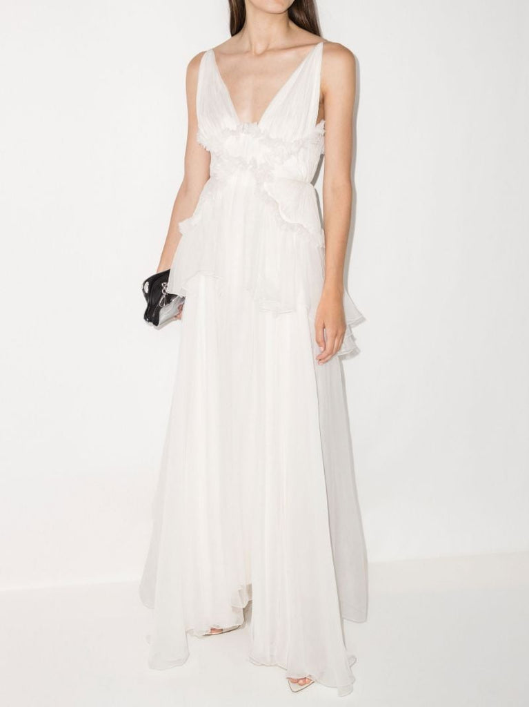 White Iana Ruffled Maxi Dress