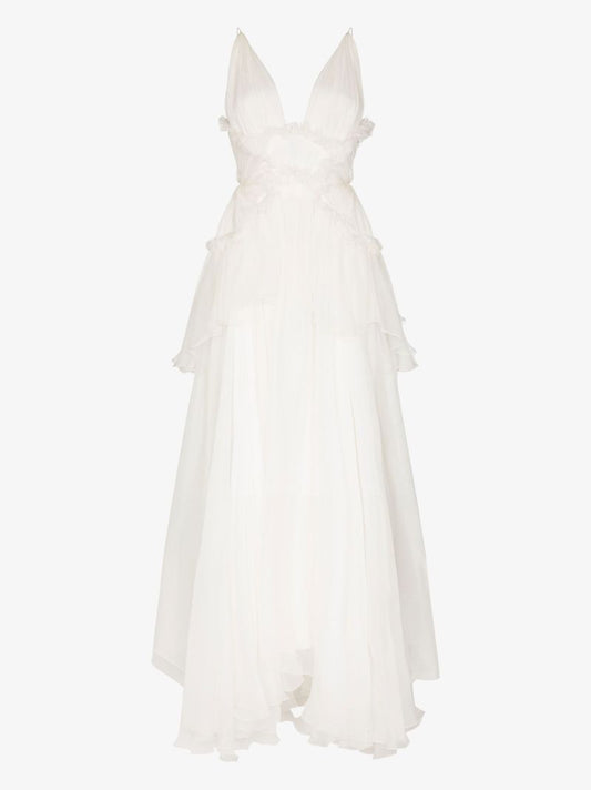 White Iana Ruffled Maxi Dress