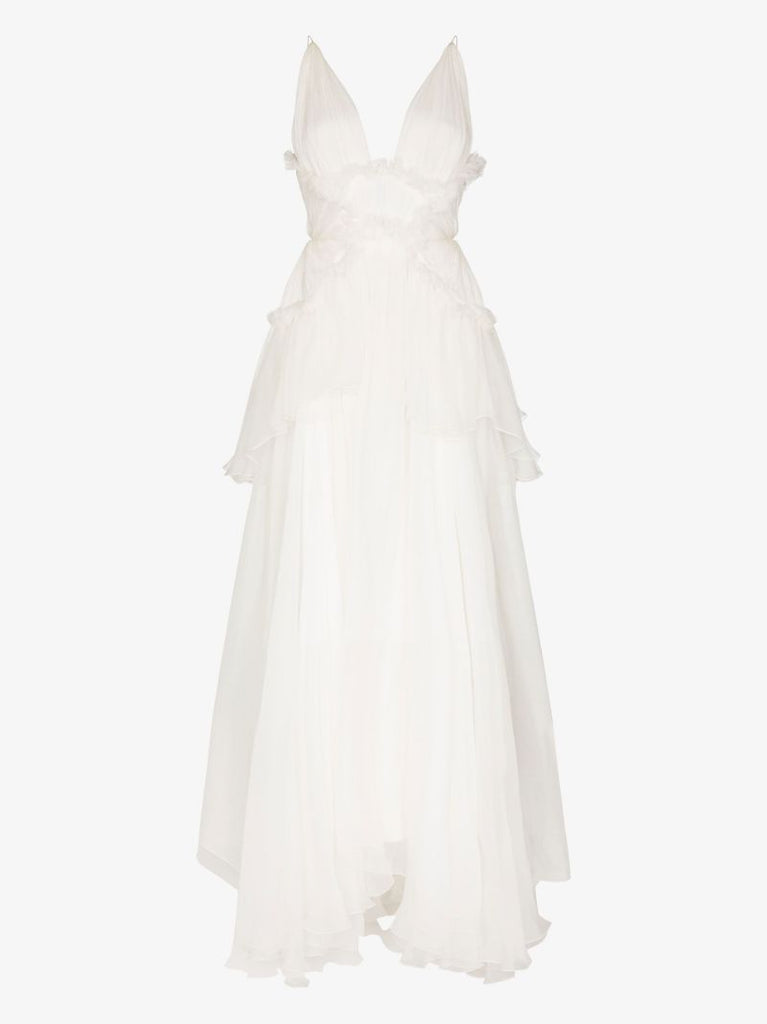 White Iana Ruffled Maxi Dress