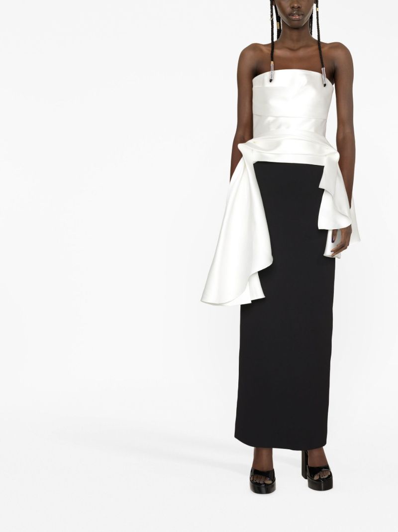 Black and White Darra Draped Gown