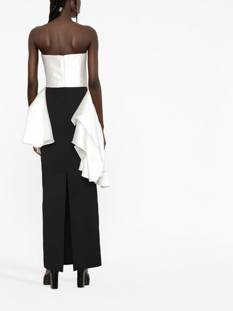Black and White Darra Draped Gown