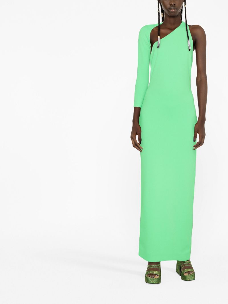 Green Saren One-shoulder Evening Gown