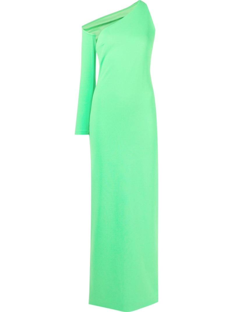 Green Saren One-shoulder Evening Gown
