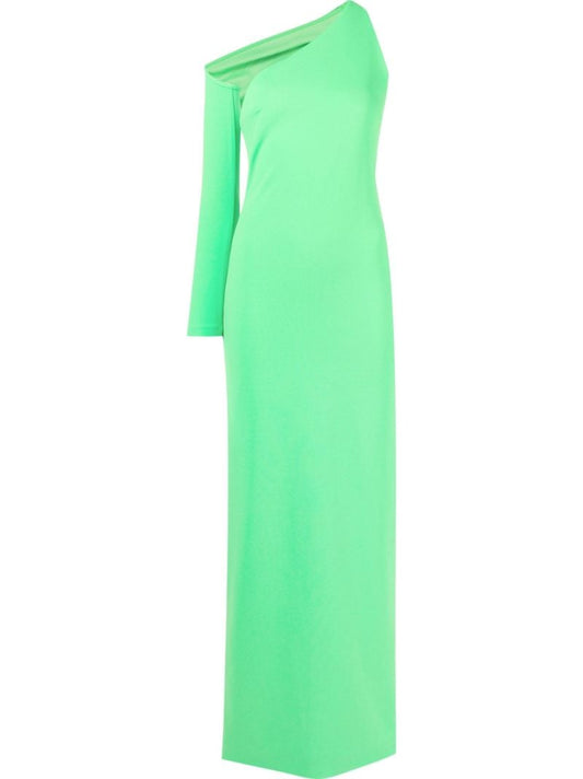 Green Saren One-shoulder Evening Gown