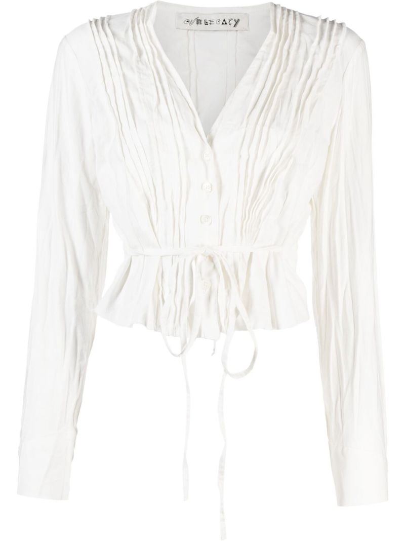 White Pleated Blouse
