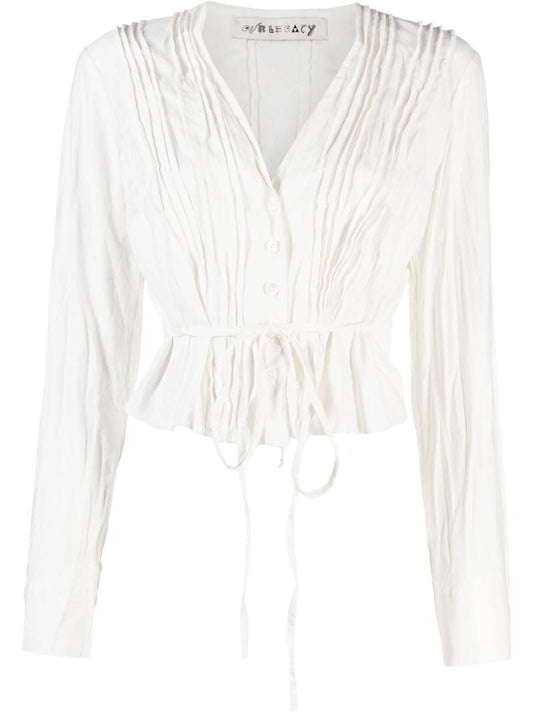 White Pleated Blouse
