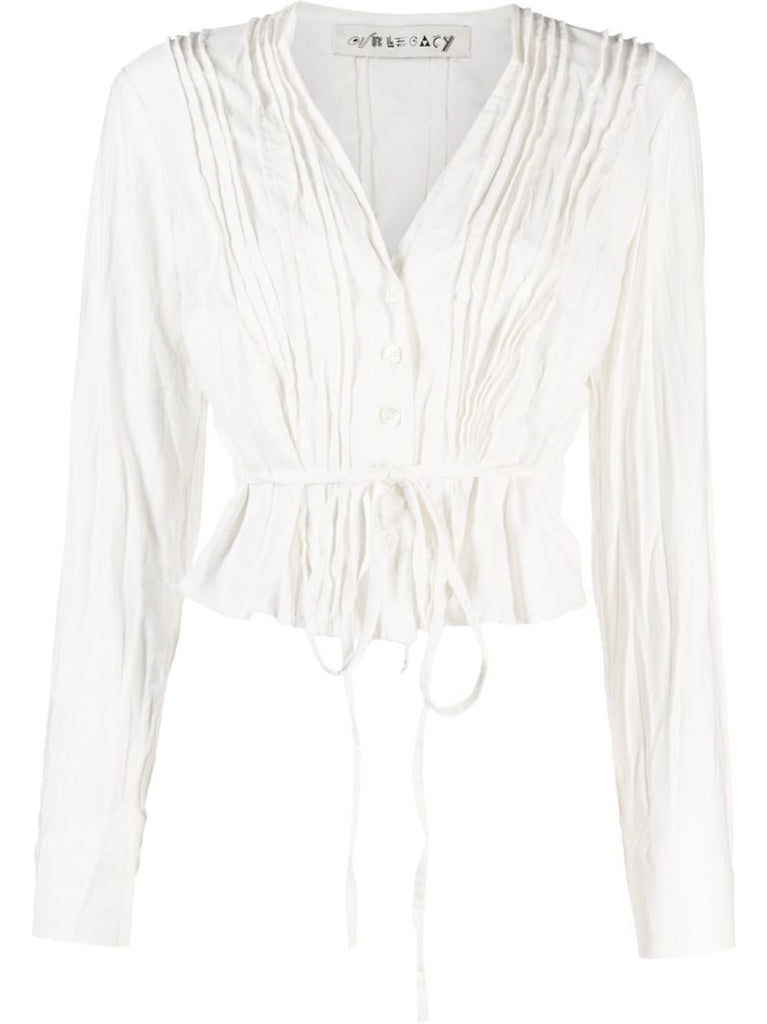 White Pleated Blouse