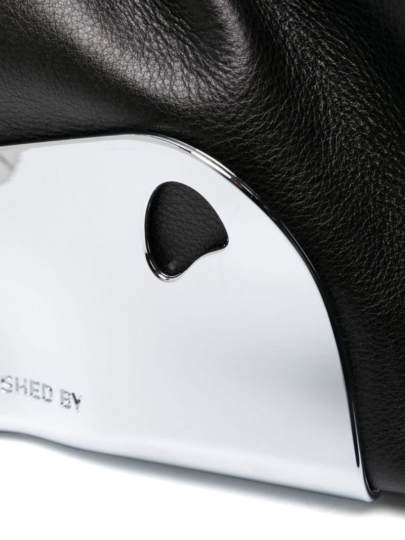 Black Mirror Trim Leather Shoulder Bag