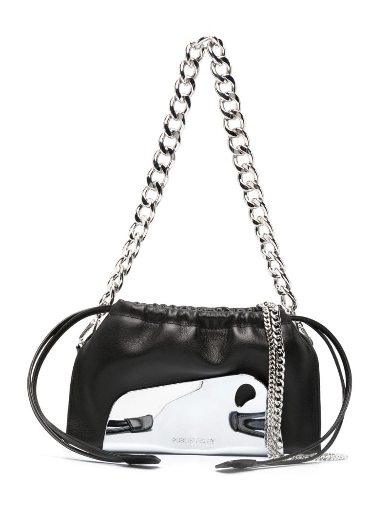 Black Mirror Trim Leather Shoulder Bag