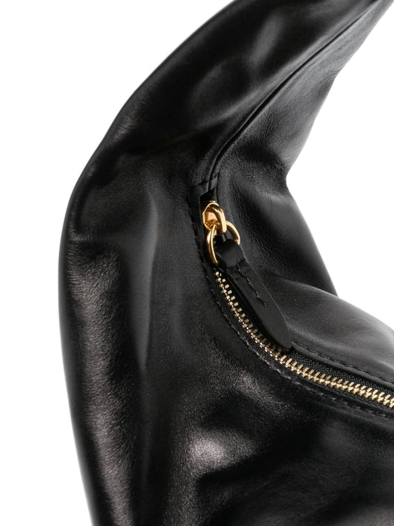 Black Olivia Medium Leather Shoulder Bag
