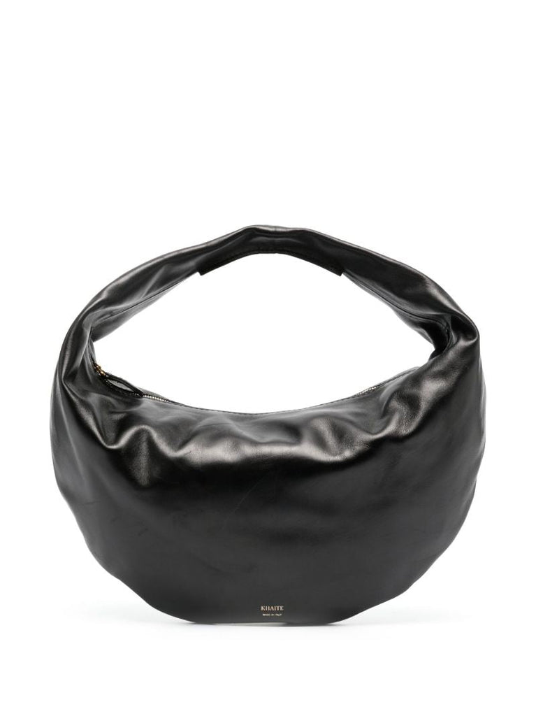 Black Olivia Medium Leather Shoulder Bag