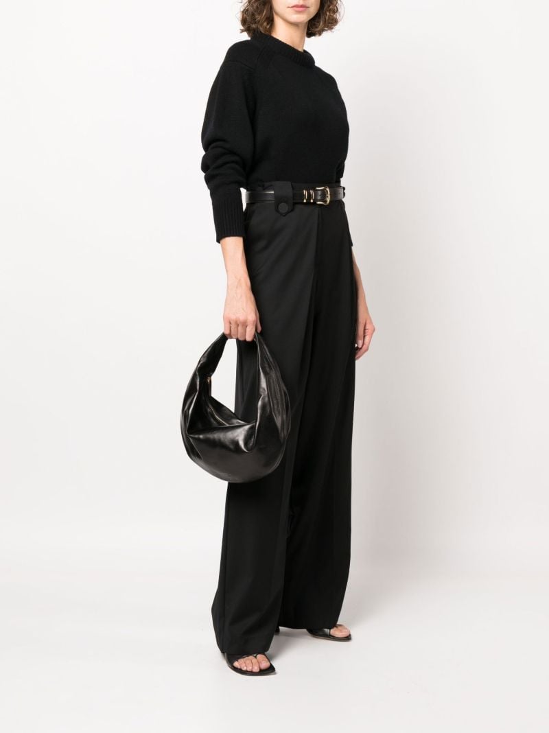 Black Olivia Medium Leather Shoulder Bag