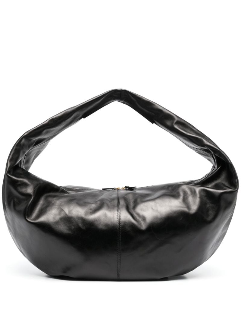 Black Olivia Large Leather Shoulder Bag